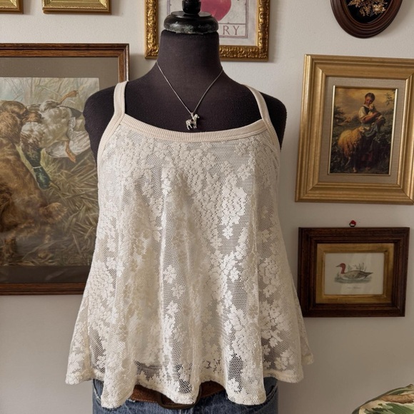 Cream Lace Floral Babydoll Camisole - Picture 2 of 8